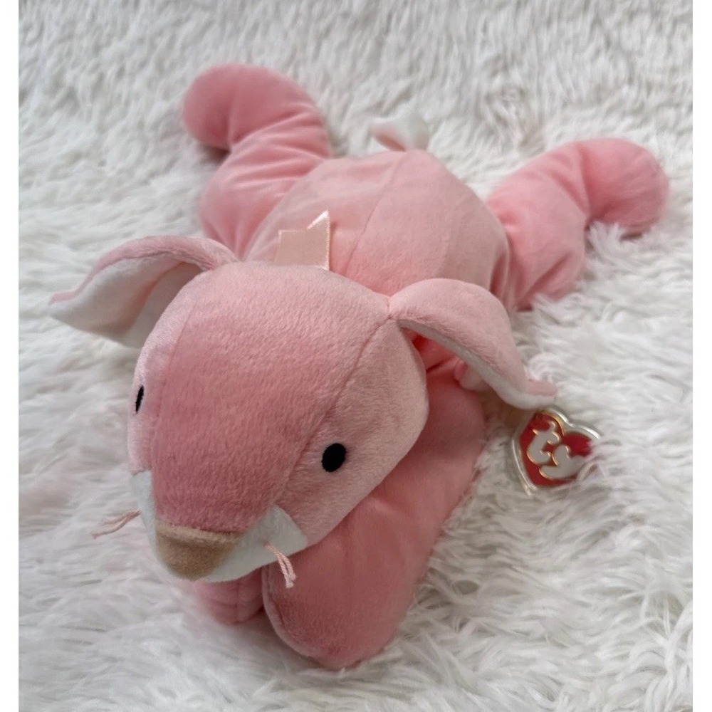 Vintage Ty Pillow Pals Carrots Bunny Rabbit Plush Pink 1996 w/ Tags